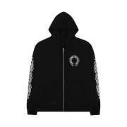Chrome Hearts Horseshoe Floral Heavyweight Zip-Up Hoodie Black