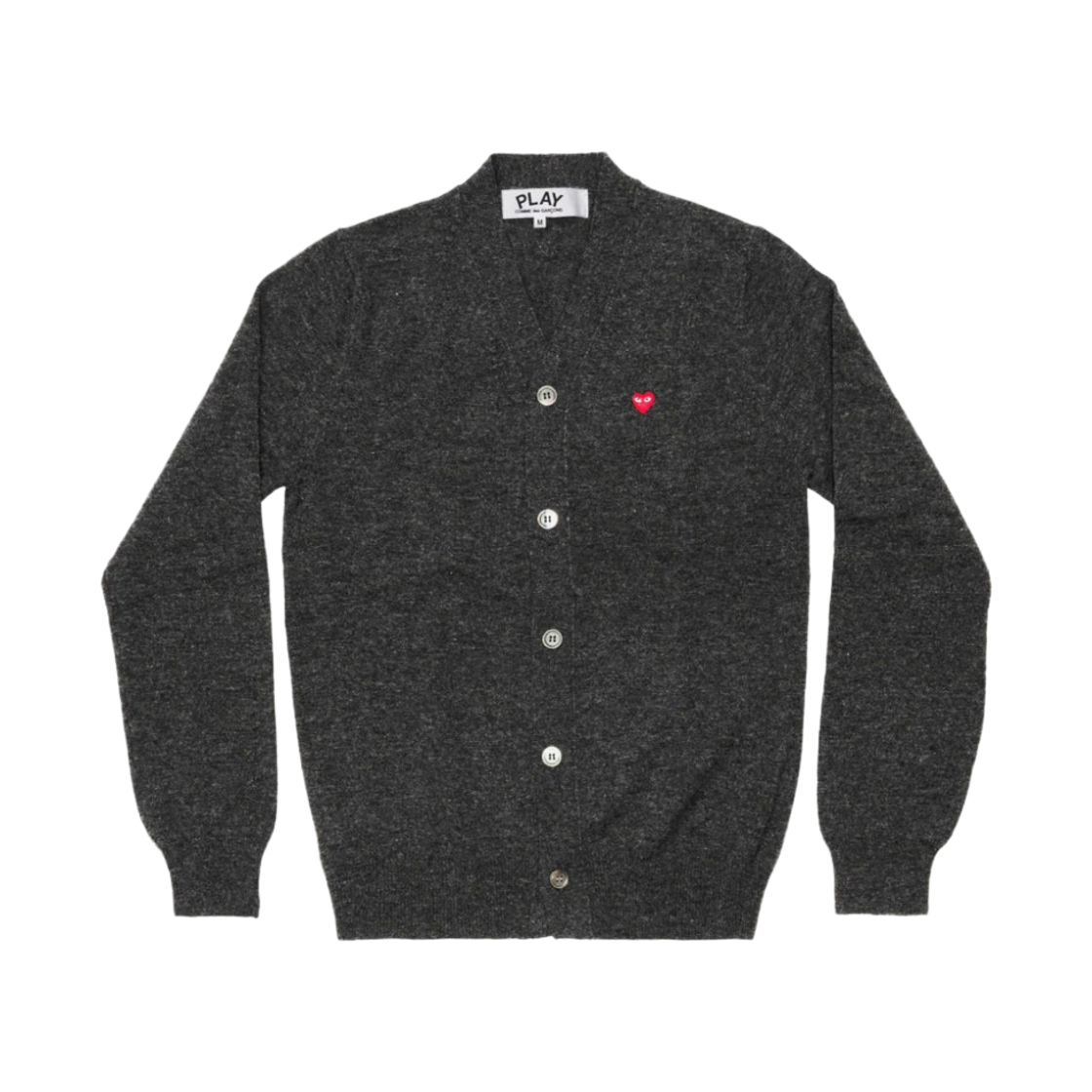 플레이 꼼데가르송 미니 레드 하트 니트 가디건 그레이