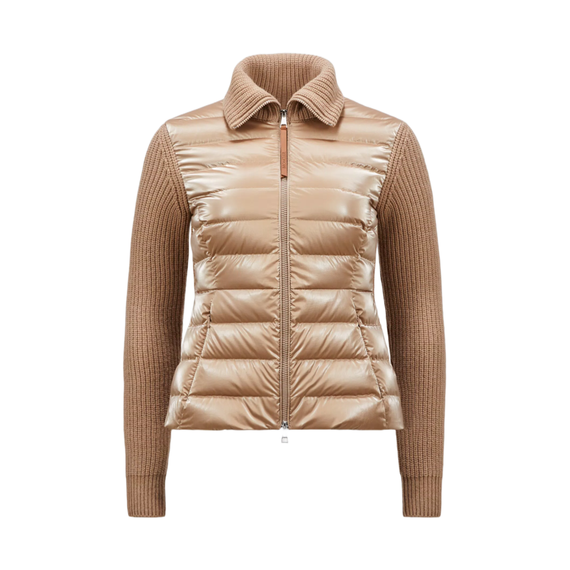 J2-093-9B00017-M1241-222 (W) Moncler Padded Wool Zip-Up Cardigan Beige - 24FW