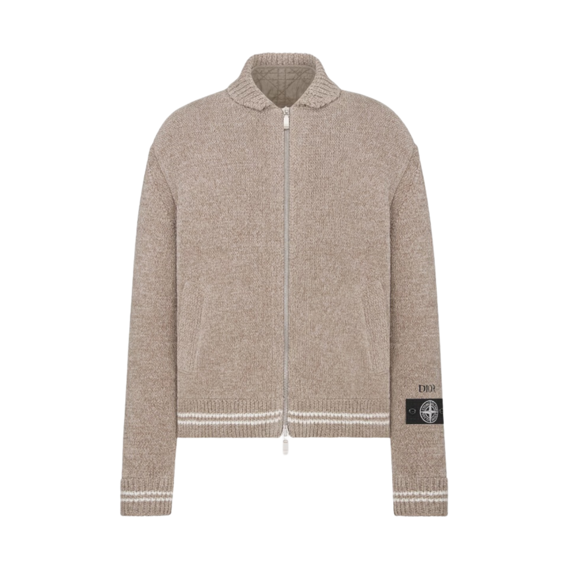 디올 x 스톤 아일랜드 울블렌드 니트 블루종 자켓 그레이(Dior x Stone Island Wool-Blend Knit Blouson Jacket Gray) - 1