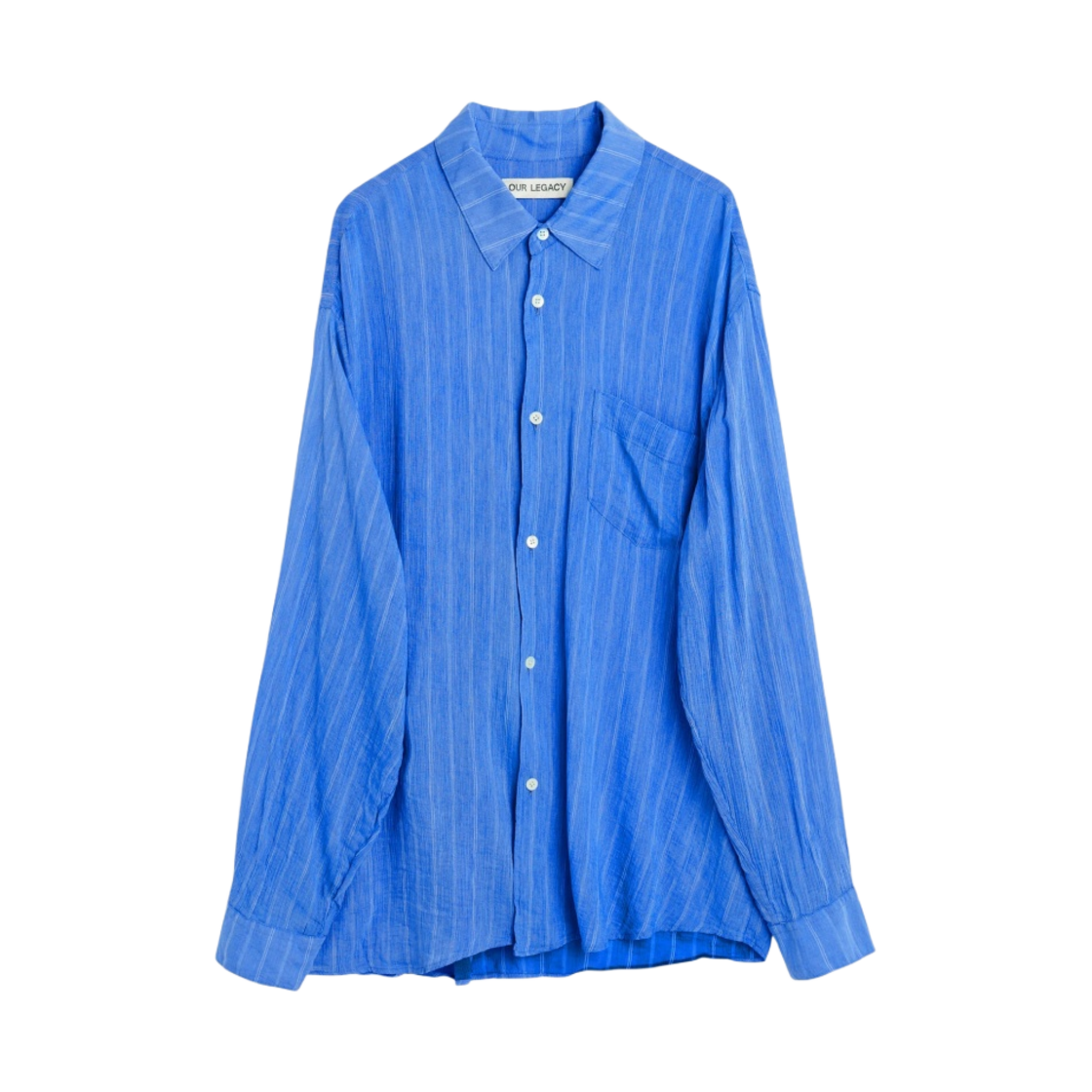 M2232IW Our Legacy Initial Shirt Blue Rayon Plait Stripe