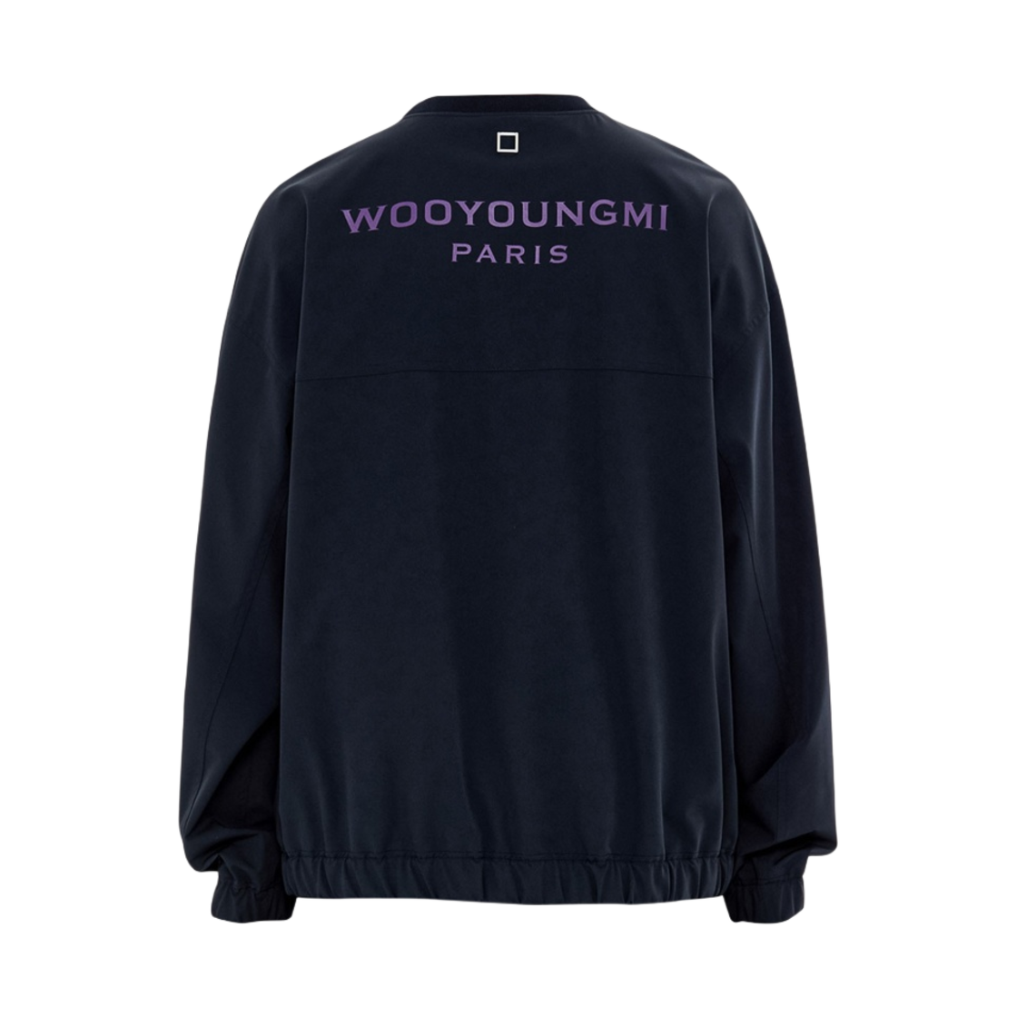 우영미 나일론 스트링 롱슬리브 백로고 티셔츠 네이비 - 23SS