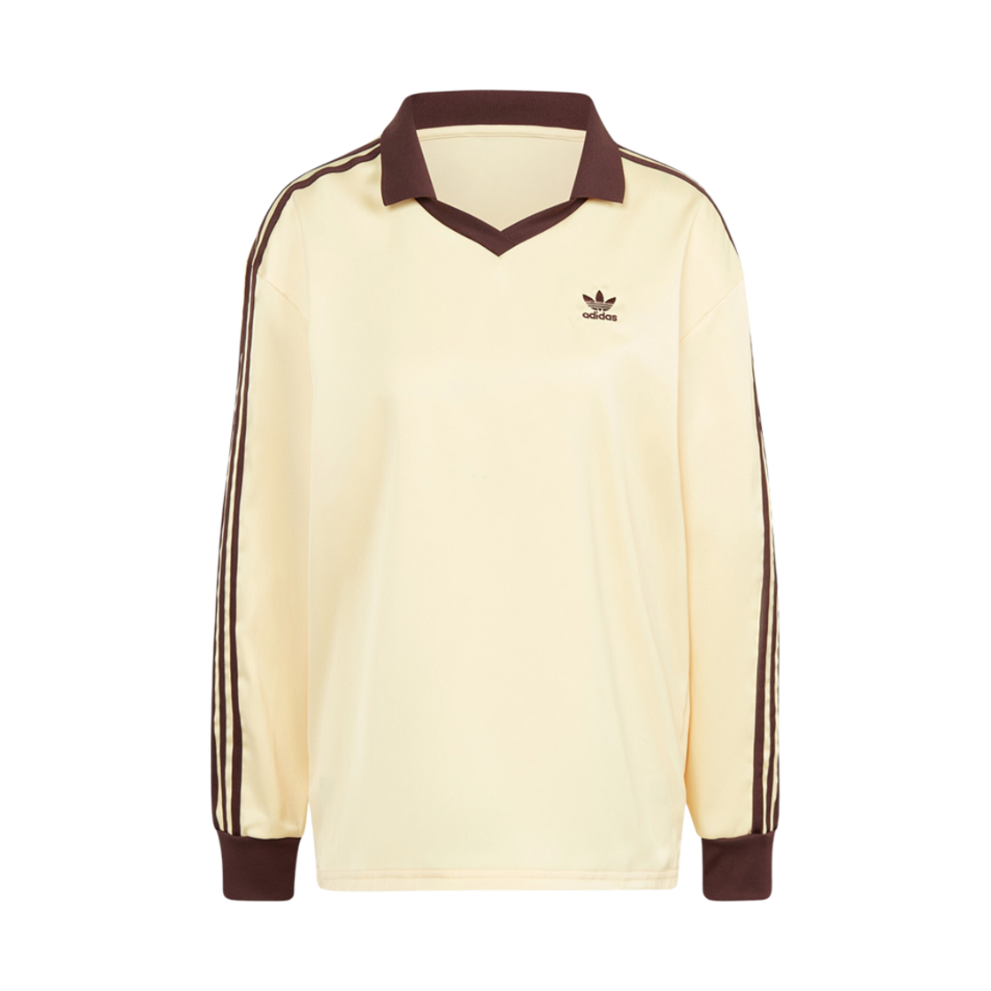 IT9835 (W) Adidas 3-Stripes Satin Long Sleeve T-Shirt Almost Yellow - KR Sizing