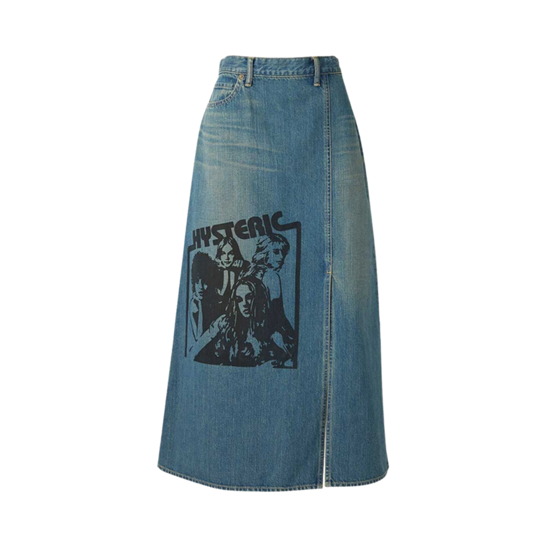 (W) 히스테릭 글래머 히스테릭 걸스 슬릿 데님 롱 스커트 라이트 인디고 블루