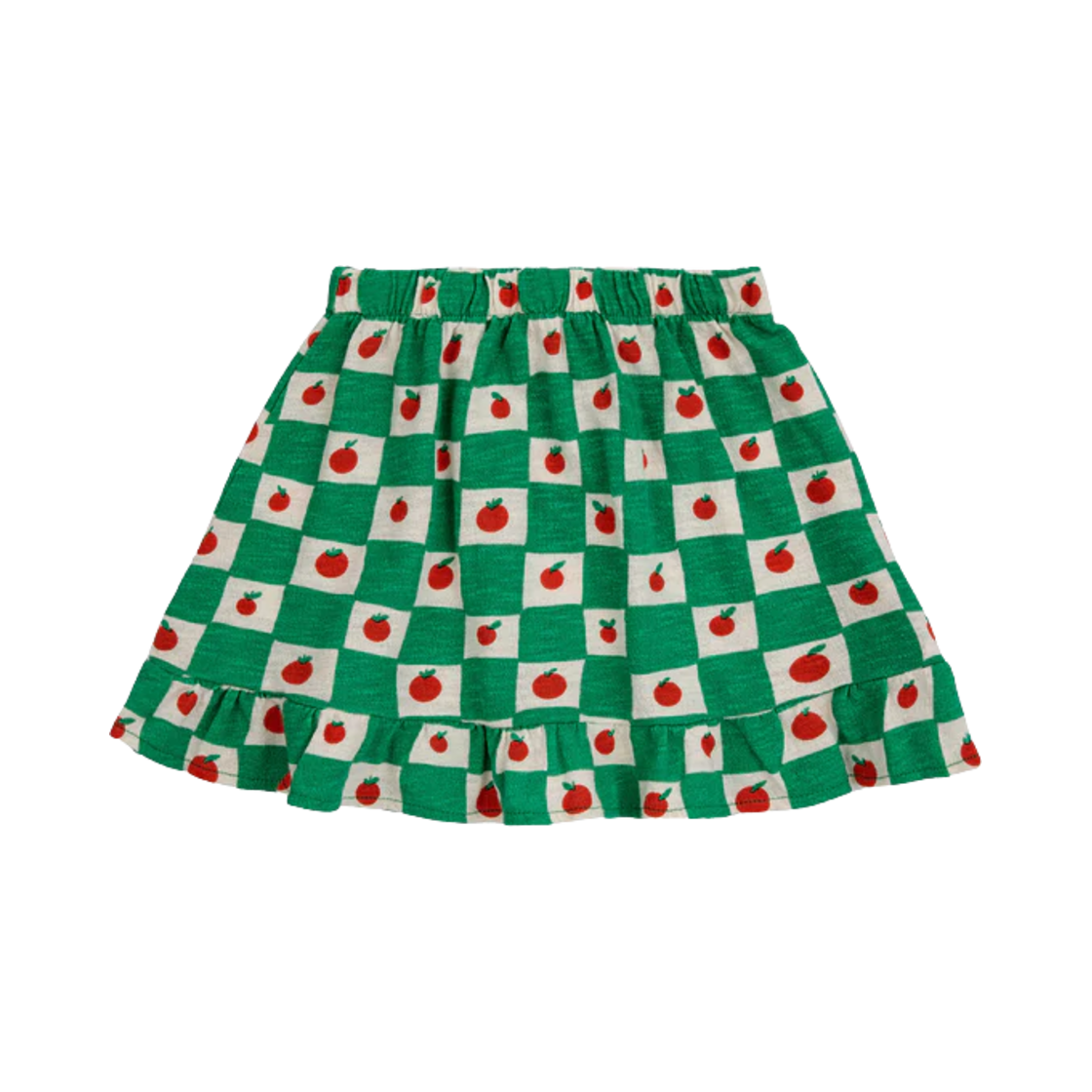 124AC088 (Kids) Bobo Choses Tomato All Over Skirt Green