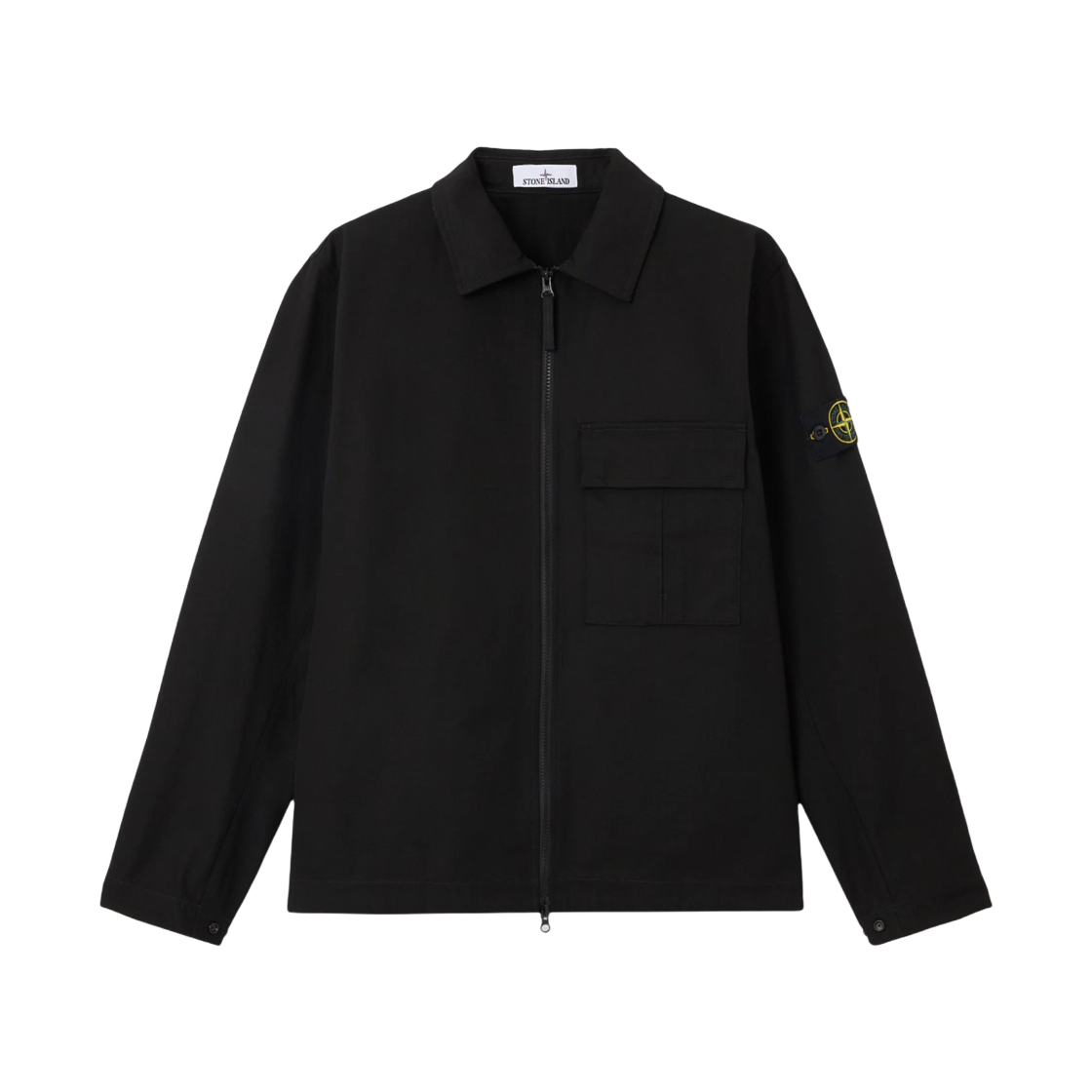 스톤 아일랜드 1200010 파나마 코튼 컴포트 핏 오버셔츠 거싯 체스트 포켓 블랙 - 25FW(Stone Island 1200010 Panama Cotton Comfort Fit Overshirt with Gusseted Chest Pocket Black - 25FW) - 1
