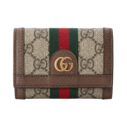 Gucci Ophidia GG Supreme Canvas Bi-Fold Wallet Beige Ebony