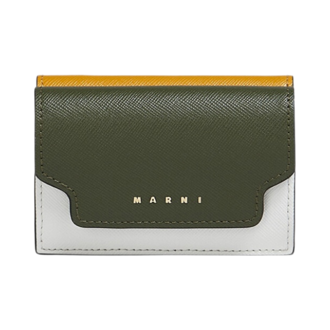 마르니 레더 트라이폴드 지갑 가제보 릴리 화이트 펌킨(Marni Leather Tri-Fold Wallet Gazebo Lily White Pumpkin)