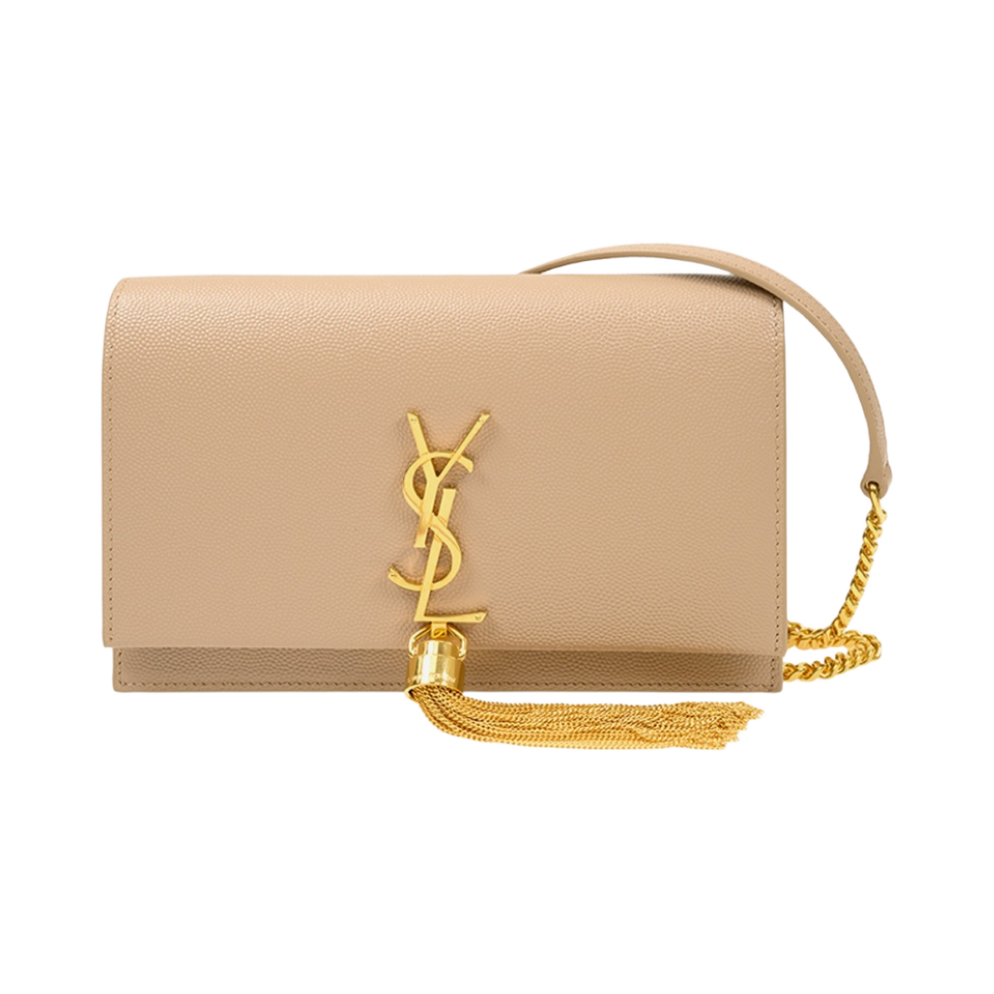 생로랑 그랑 드 뿌드르 엠보스드 레더 태슬 케이트 체인 지갑 다크 베이지(Saint Laurent Kate Chain Wallet with Tassel in Grain de Poudre Embossed Leather Dark Beige) - 1