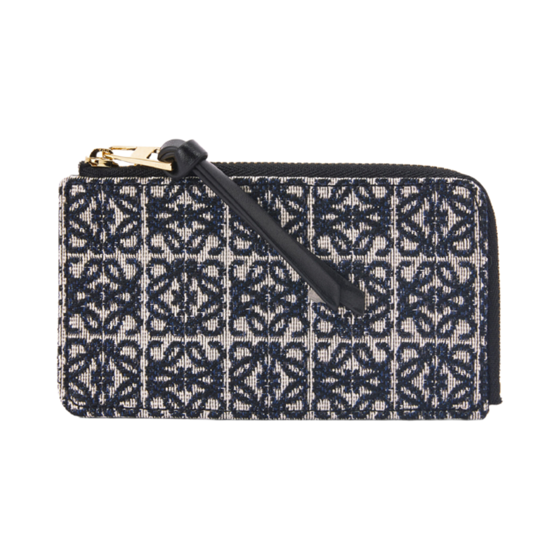 로에베 코인 카드 홀더 자카드 카프스킨 네이비 블랙(Loewe Coin Card Holder in Jacquard and Calfskin Navy Black) - 1