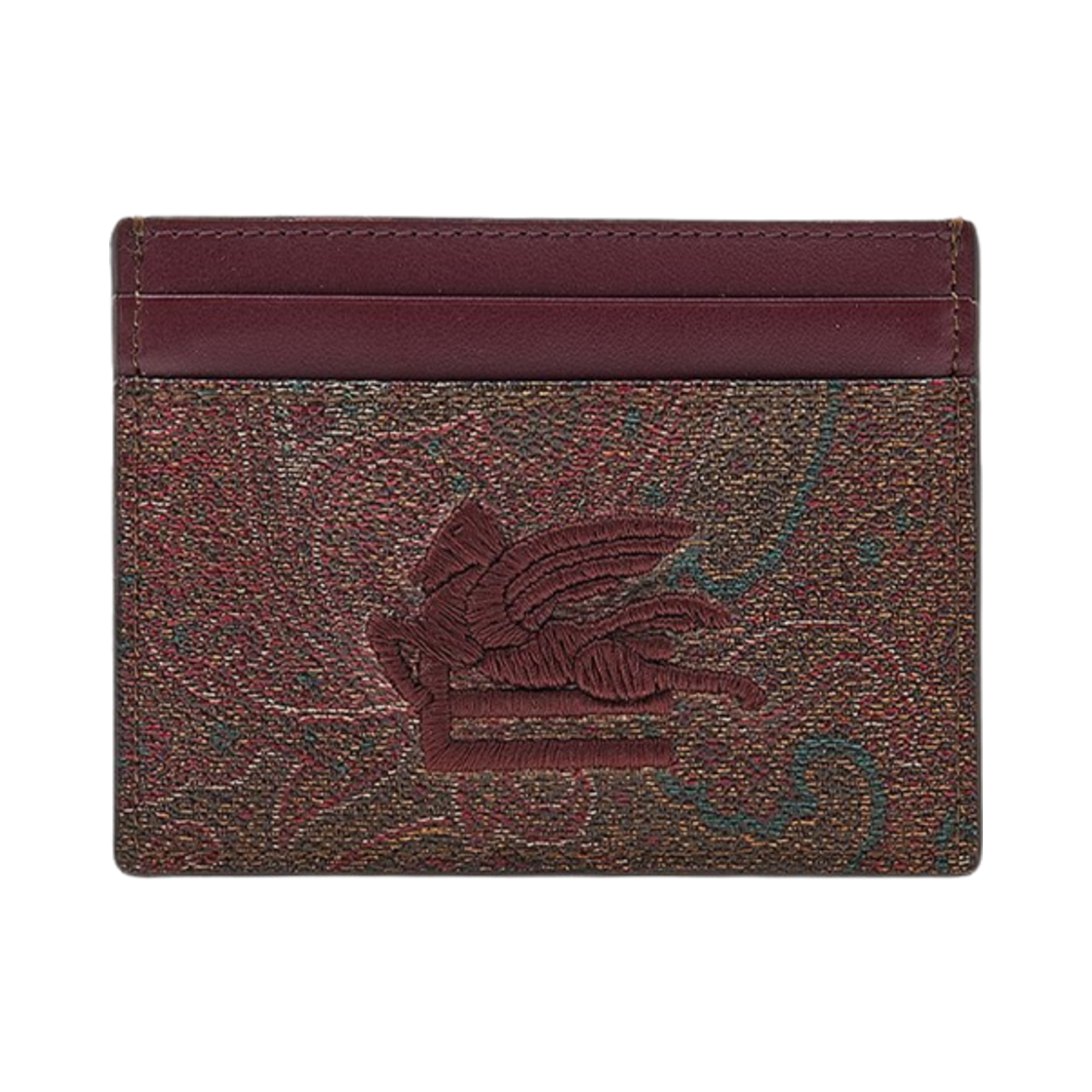 1H7697863600 Etro Paisley Card Holder Brown Bordeaux