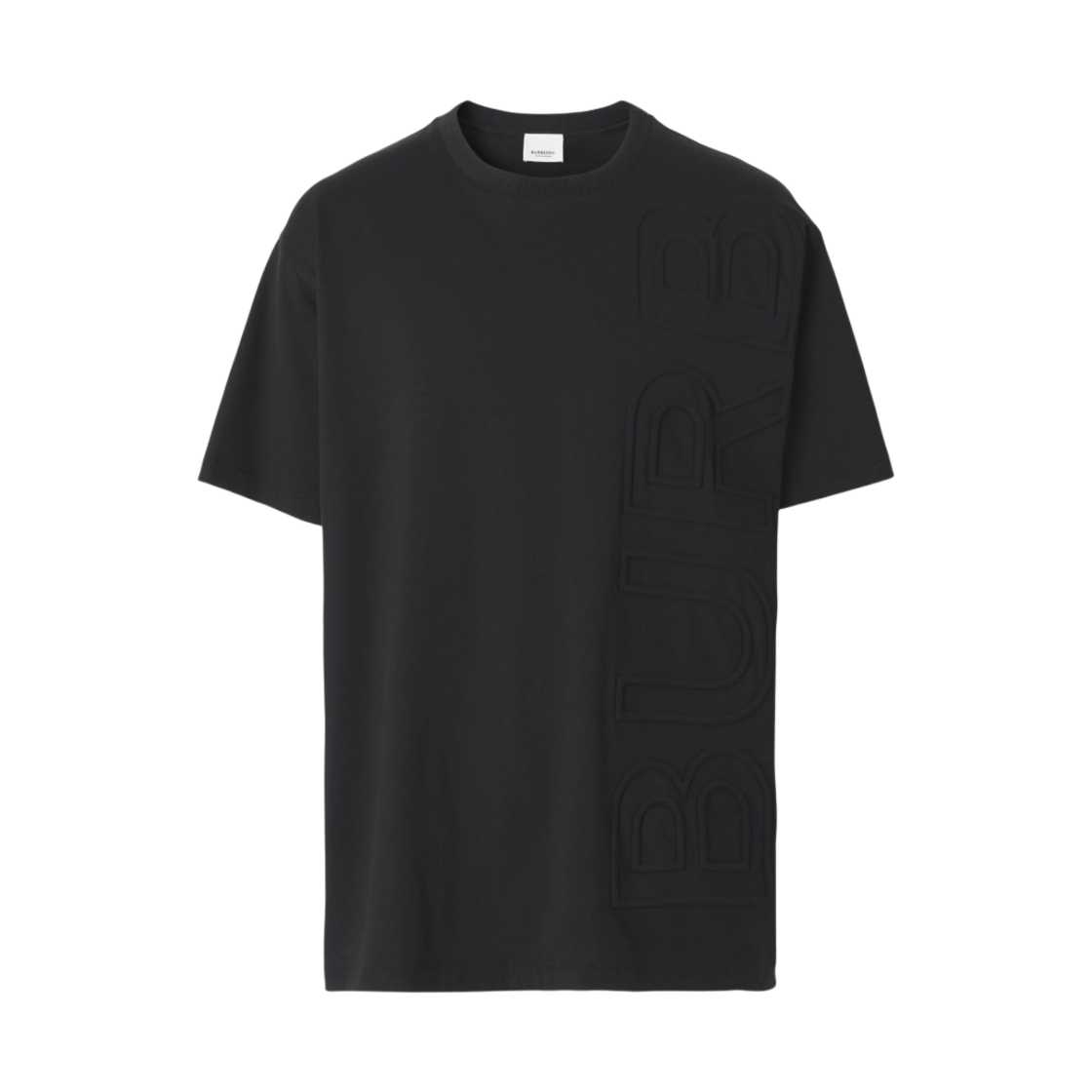 8050731 Burberry Logo Embossed Cotton Oversized T-Shirt Black