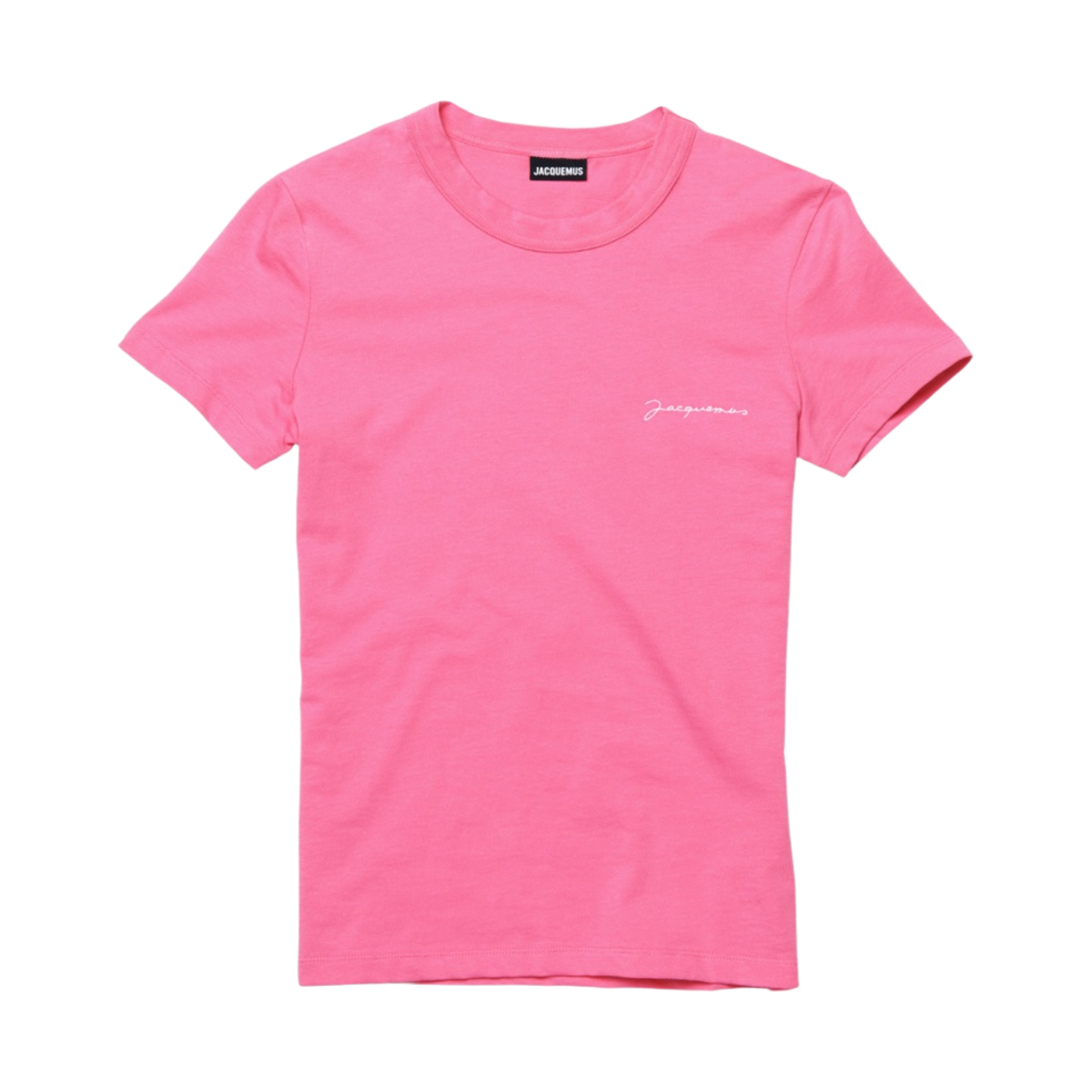 (W) 자크뮈스 르 티셔츠 브로데 자수 로고 티셔츠 다크 핑크((W) Jacquemus Le T-Shirt Brode Embroidered Logo T-Shirt Dark Pink) - 1