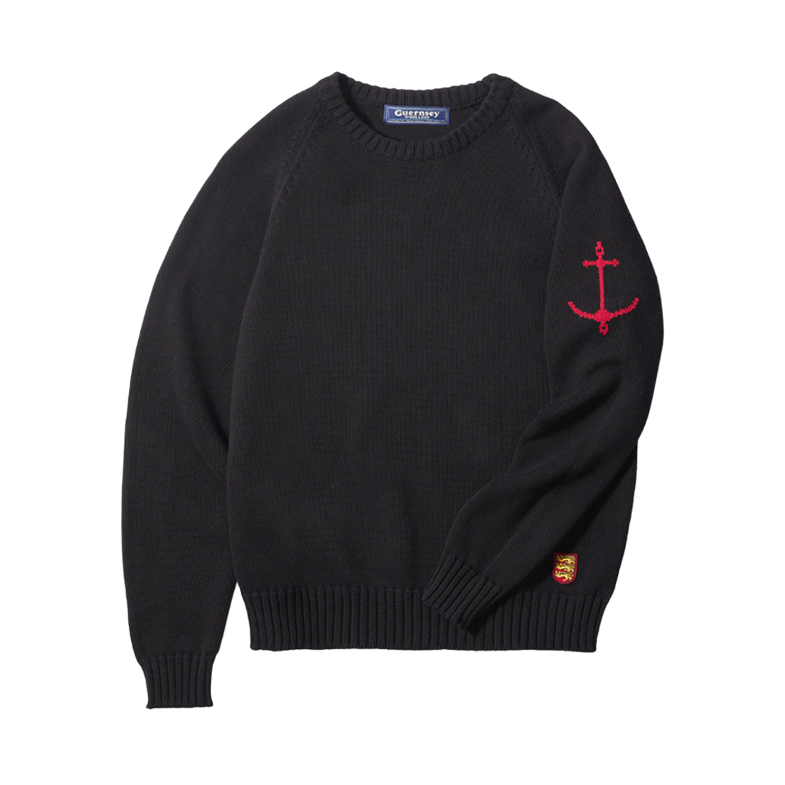 - Guernsey Woollens Raglan Crewneck Cotton Sweater Black