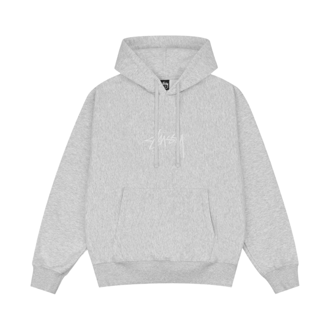 스투시 스탁 로고 아플리케 후드 애쉬 헤더 화이트