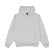 Stussy Stock Logo Applique Hoodie Ash Heather White