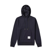 Thom Browne Loopback Jersey Knit Center Back Stripe Pullover Hoodie Navy
