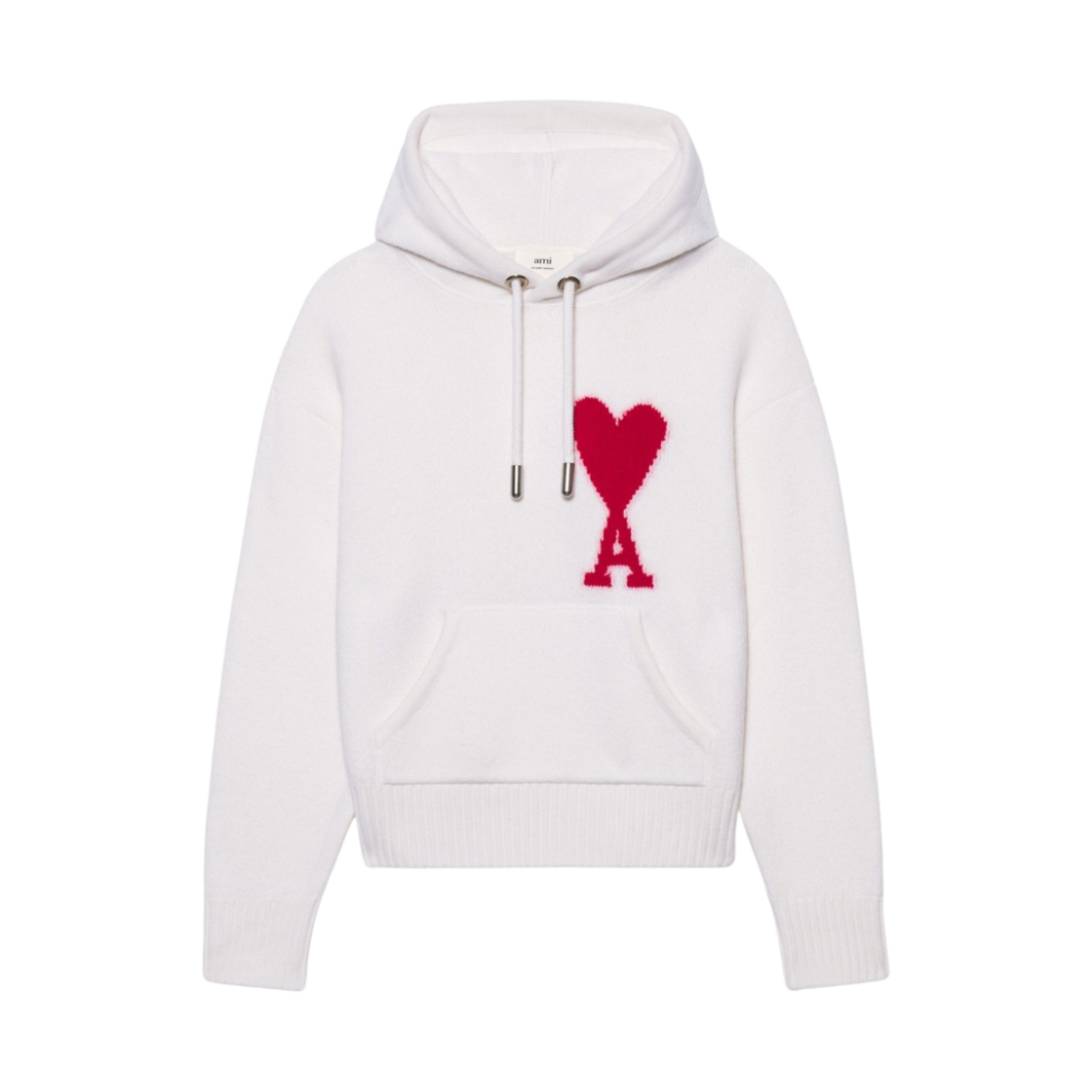 아미 빅 하트 로고 오버사이즈 인타르시아 후드 화이트 - 22SS(AMI de Coeur Oversize Intarsia Hoodie White - 22SS) - 1