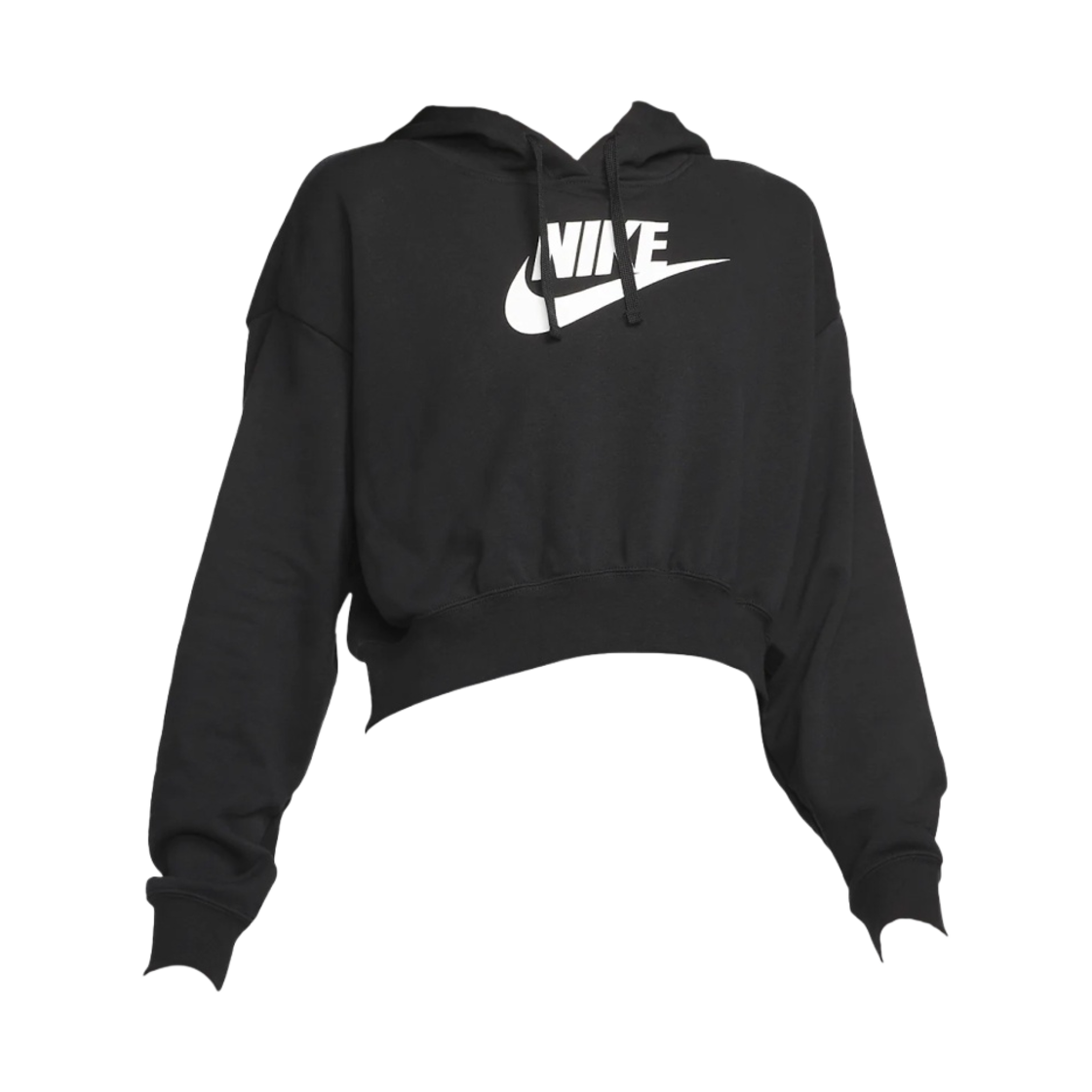 DQ5851-010 (W) Nike NSW Club Fleece Oversized Cropped Graphic Hoodie Black - Asia