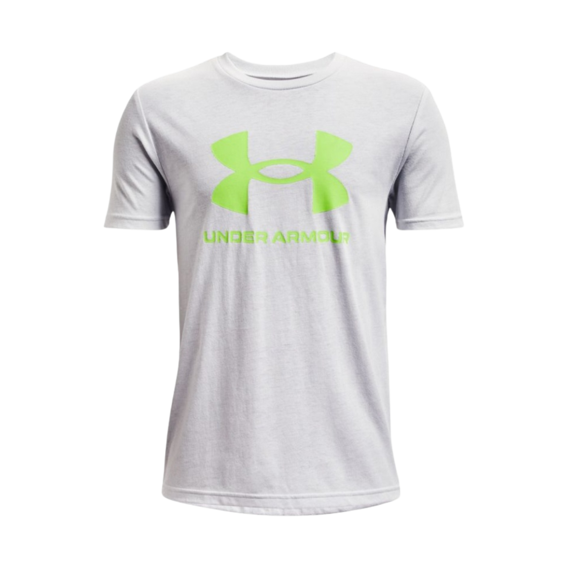 1363282-015 (Kids) Under Armour Sportstyle Logo Short Sleeve Halo Grey Quirky Lime