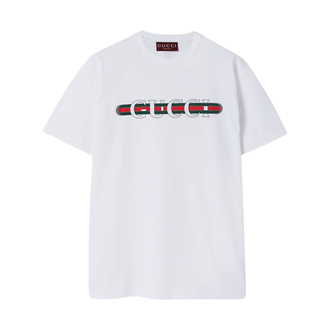 (W) 구찌 프린티드 코튼 저지 티셔츠 화이트((W) Gucci Printed Cotton Jersey T-Shirt White)