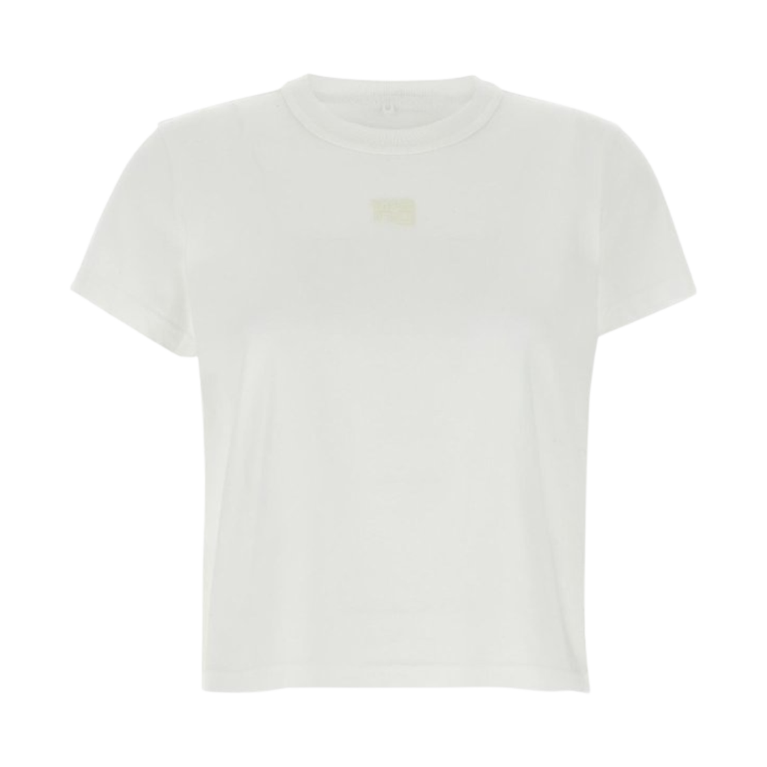 (W) 알렉산더 왕 코튼 저지 퍼프 로고 슈렁큰 티셔츠 화이트((W) Alexander Wang Cotton Jersey Puff Logo Shrunken T-Shirt White)