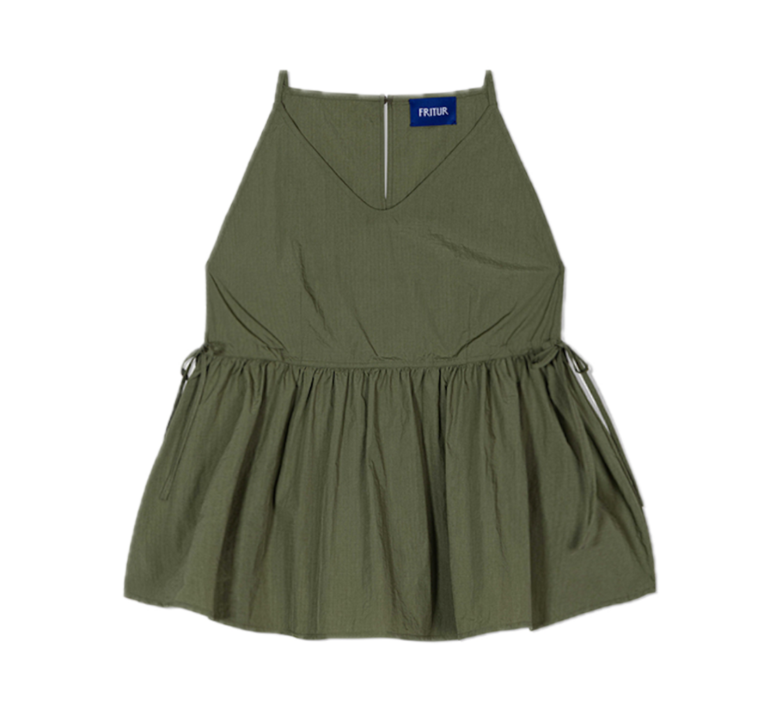 프리터 페플럼 뷔스티에 슬리브리스 카키(FRITUR Peplum Bustier Sleeveless Khaki)