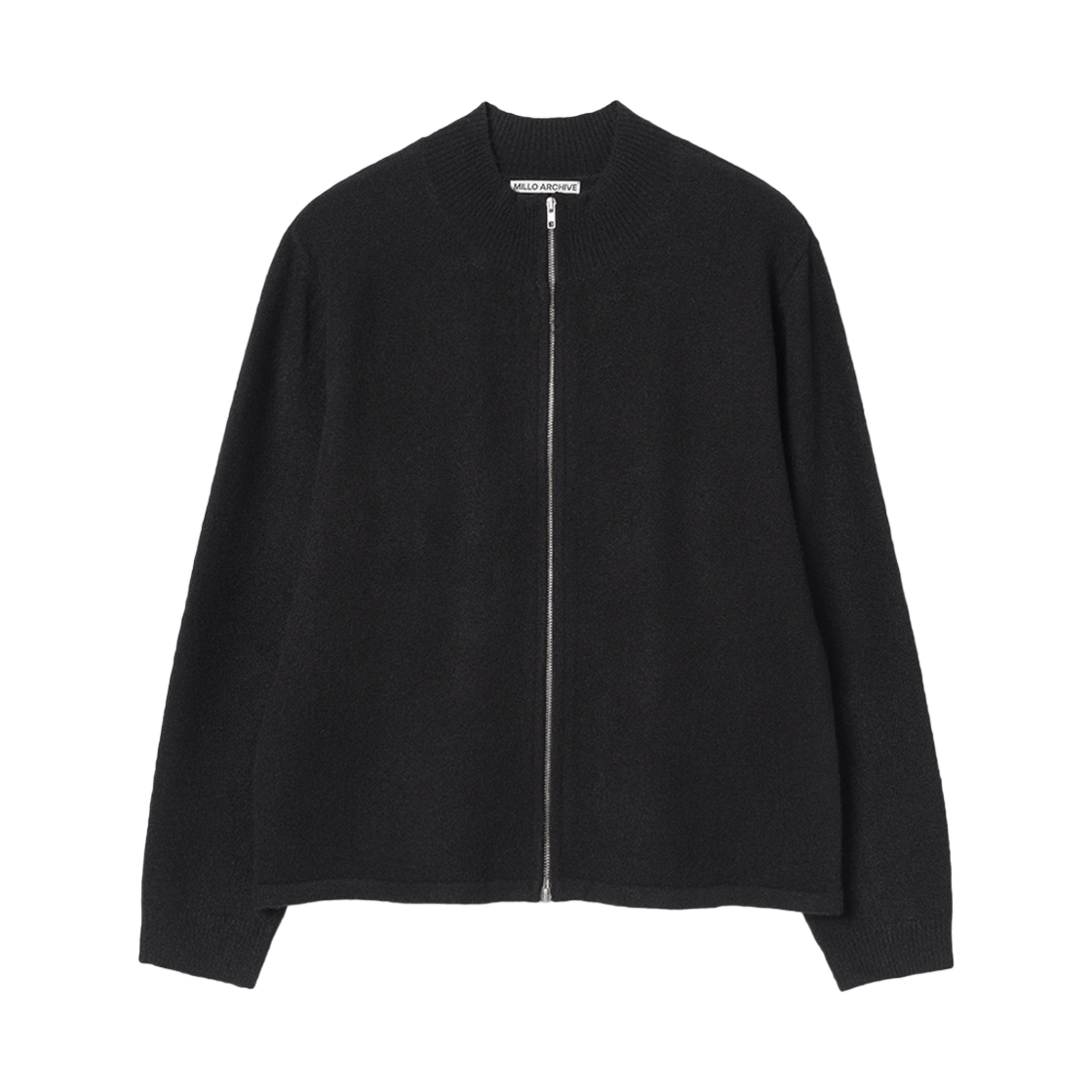 ML483BLK Millo Archive Crop Hairy Knit Zip Up Black