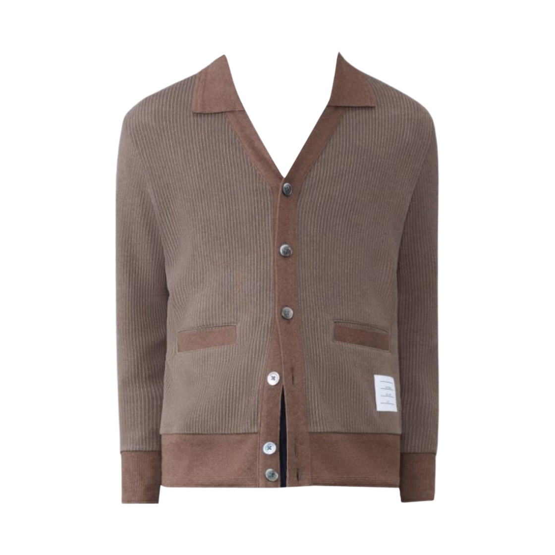 톰브라운 써멀 립 폴로 가디건 미디움 브라운(Thom Browne Thermal Rib Polo Cardigan Medium Brown)