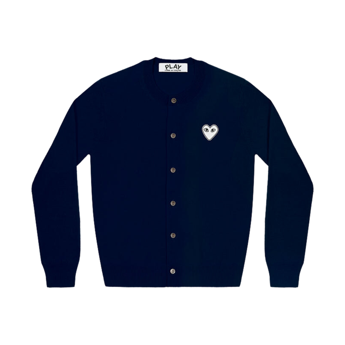 플레이 꼼데가르송 화이트 하트 니트 가디건 네이비(Play Comme des Garcons White Heart Knit Cardigan Navy)