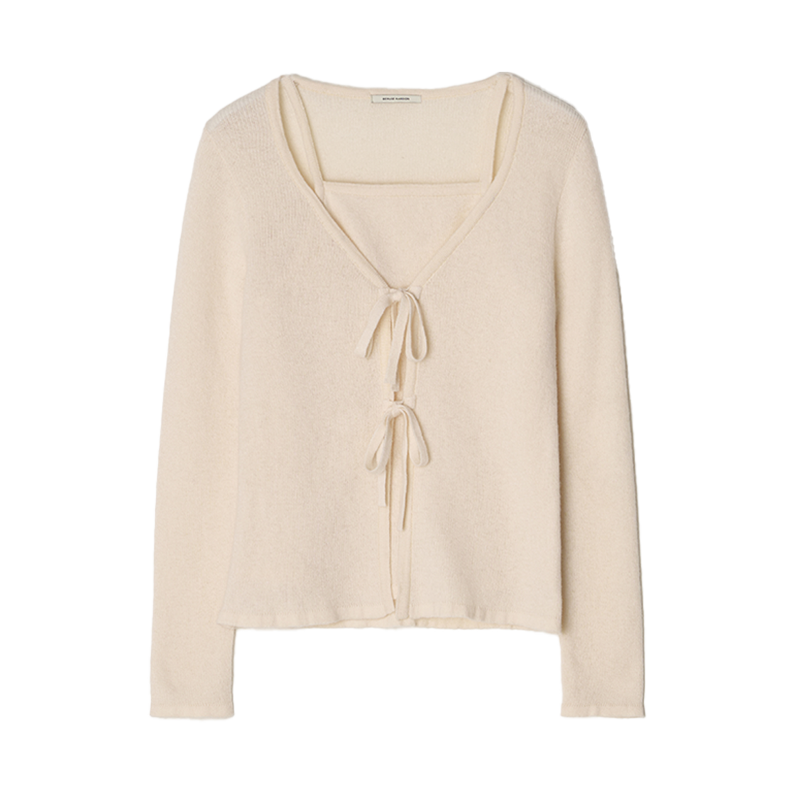 비뮤즈맨션 리본 레이어드 가디건 펄 아이보리