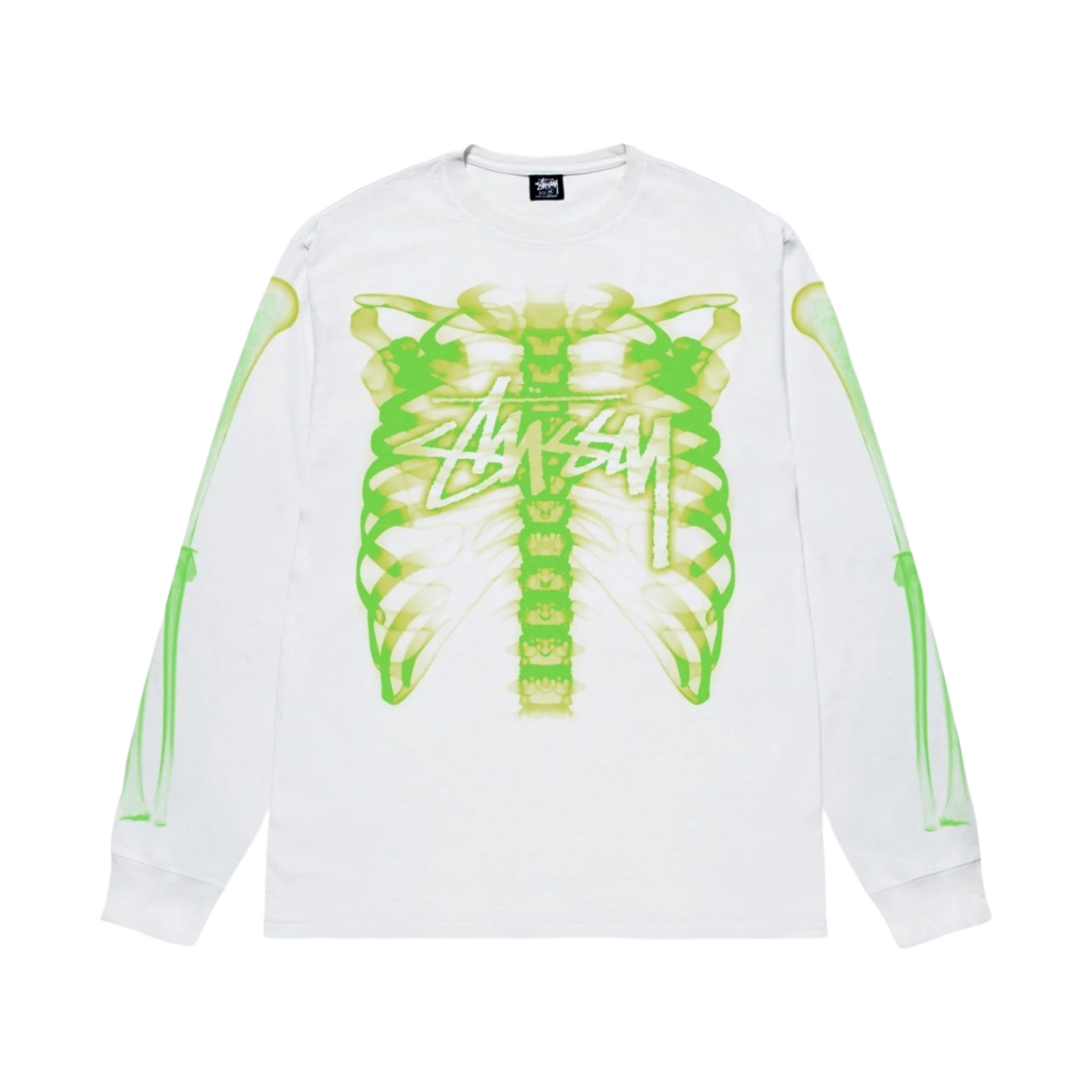 1994948 Stussy Rib Cage LS T-Shirt White - 대표 이미지 #1