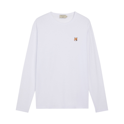 FU00163KJ0010 Maison Kitsune Fox Head Patch Regular Long Sleeve T-Shirt White