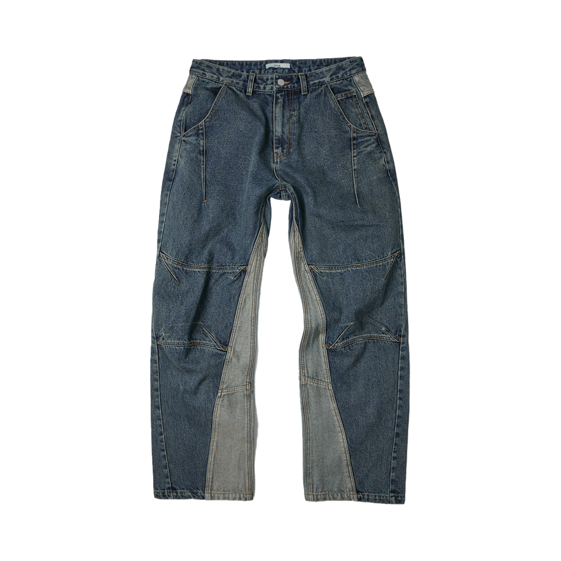 ET2501PT02BL ETCE Curved Panel Denim Pants Blue