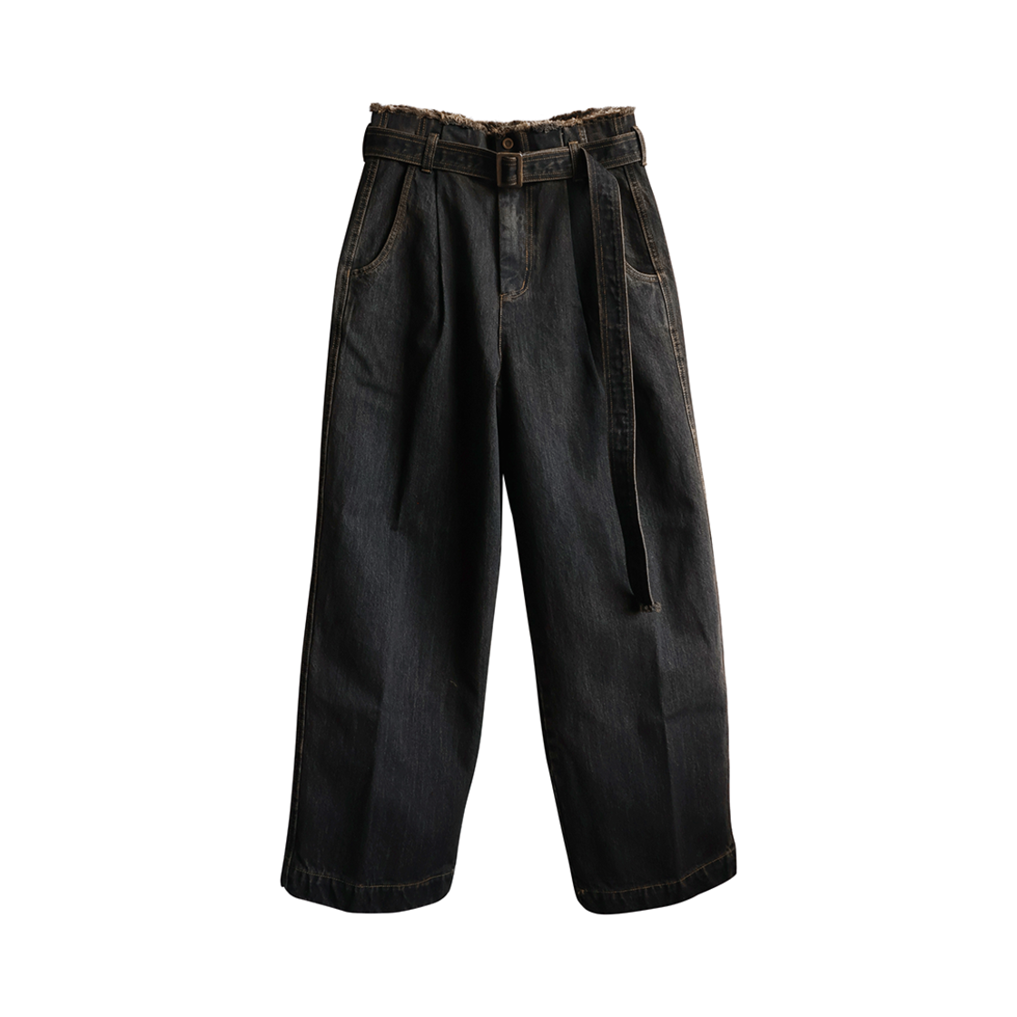 25SSLP03BLA NA A NANA Pleats Belted Denim Pants Vintage Black