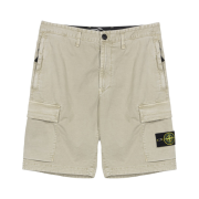 Stone Island L0804 Stretch Broken Twill Garment Dyed Cargo Bermuda Shorts Beige - 22SS