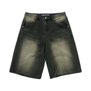 Suade Color Washed Denim Shorts Black