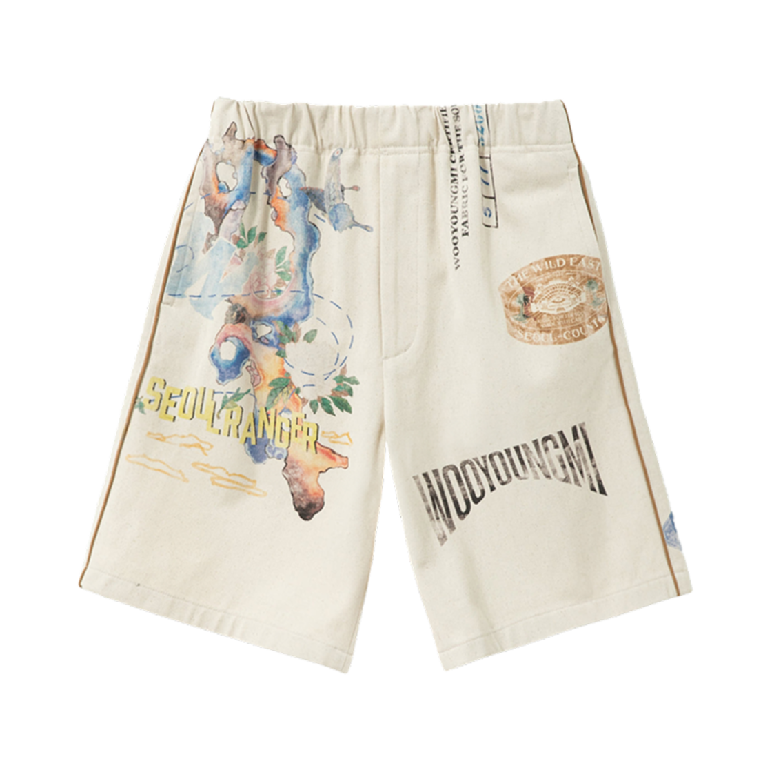 W251PT39976E Wooyoungmi Graphic Twill Shorts Beige - 25SS