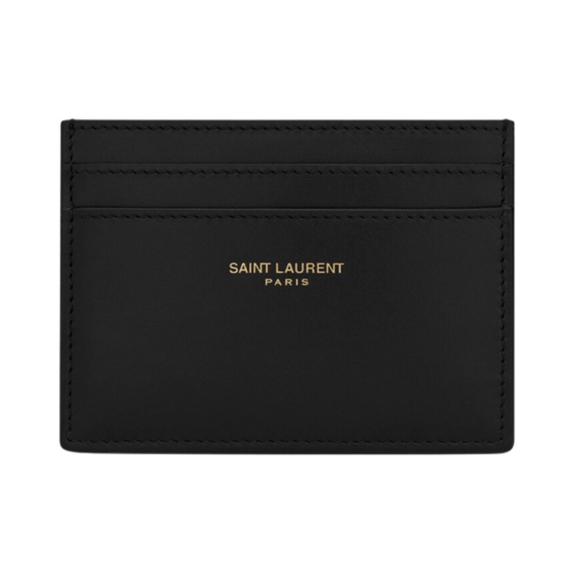 370779-2R20J-1000 Saint Laurent Paris Card Case in Shiny Leather Black