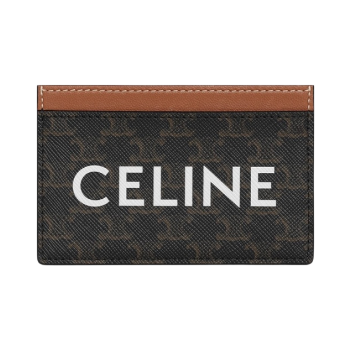 10B702CLY-04LU Celine Card Holder in Triomphe Canvas with Celine Print Tan
