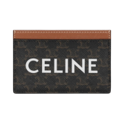 Celine Card Holder in Triomphe Canvas with Celine Print Tan
