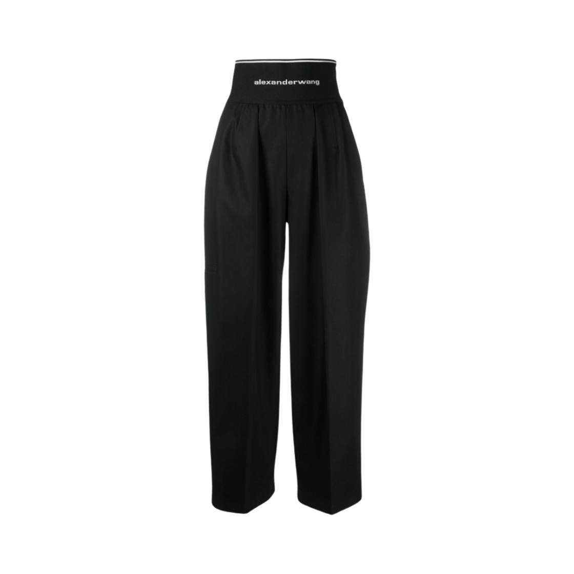 (W) 알렉산더 왕 익스포즈드 지퍼 로고 엘라스틱 캐롯 팬츠 블랙((W) Alexander Wang Carrot Pants With Exposed Zipper And Logo Elastic Black)