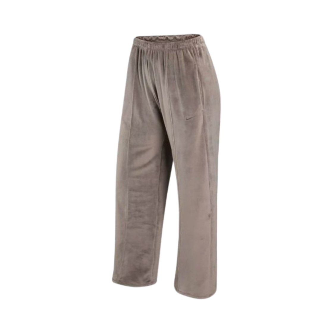 (W) 나이키 NSW 칠 니트 미드 라이즈 벨루어 팬츠 밍크 브라운 - 아시아((W) Nike NSW Chill Knit Mid Rise Velour Pants Mink Brown - Asia) - 1