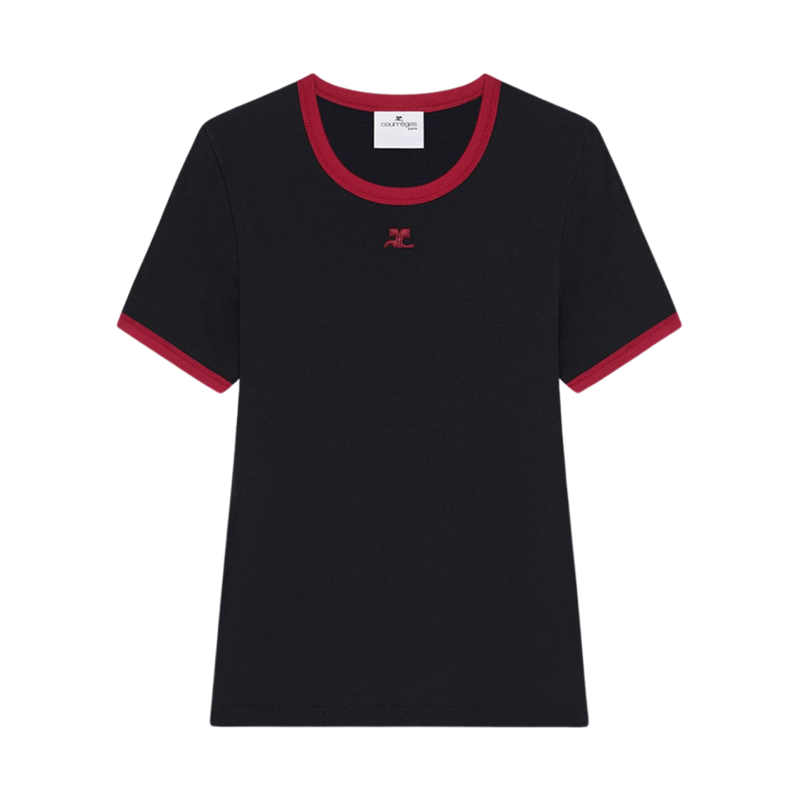 (W) 꾸레쥬 헤리티지 티셔츠 블랙 루비((W) Courreges Heritage T-Shirt Black Ruby)