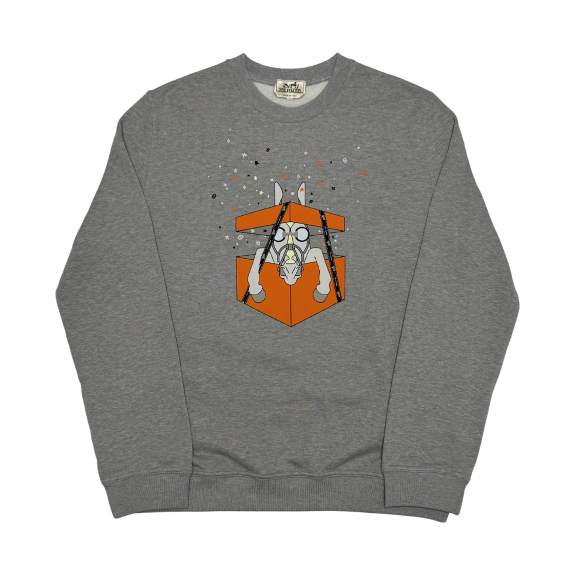 H457820HA1O Hermes Boite Surprise Crewneck Sweater Gris Clair
