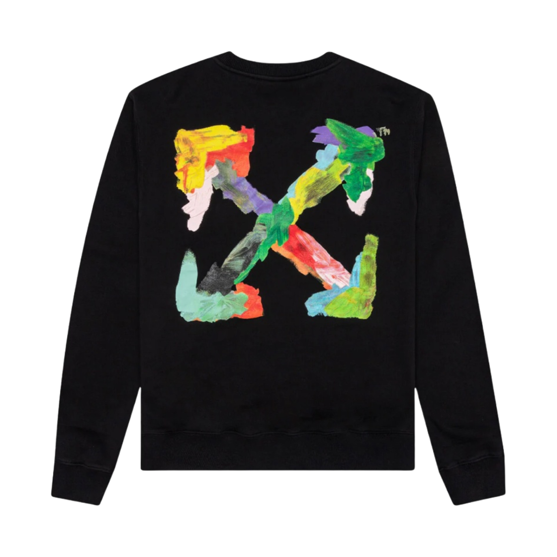 OMBA057S23FLE0011084 Off-White Brush Arrow Slim Crewneck Black Multicolor