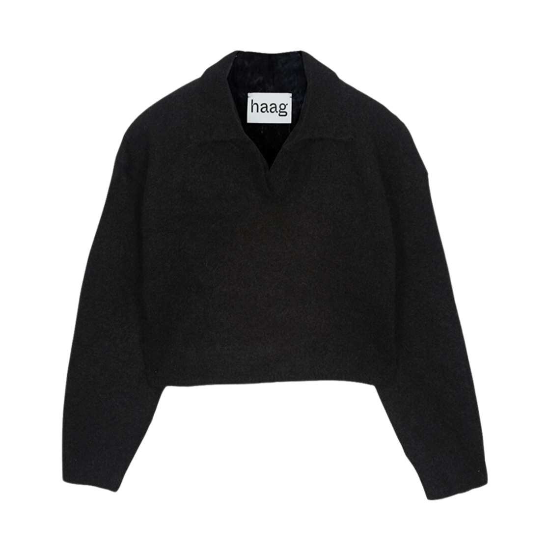 (W) 헤이그 언 알파카 크롭 니트 블랙((W) Haag An Alpaca Crop Knit Black)