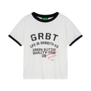 Green Butter Women Vintage letter Ringer Tee White