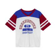 Green Butter Women Cotton Rugby Logo Tee Wine
