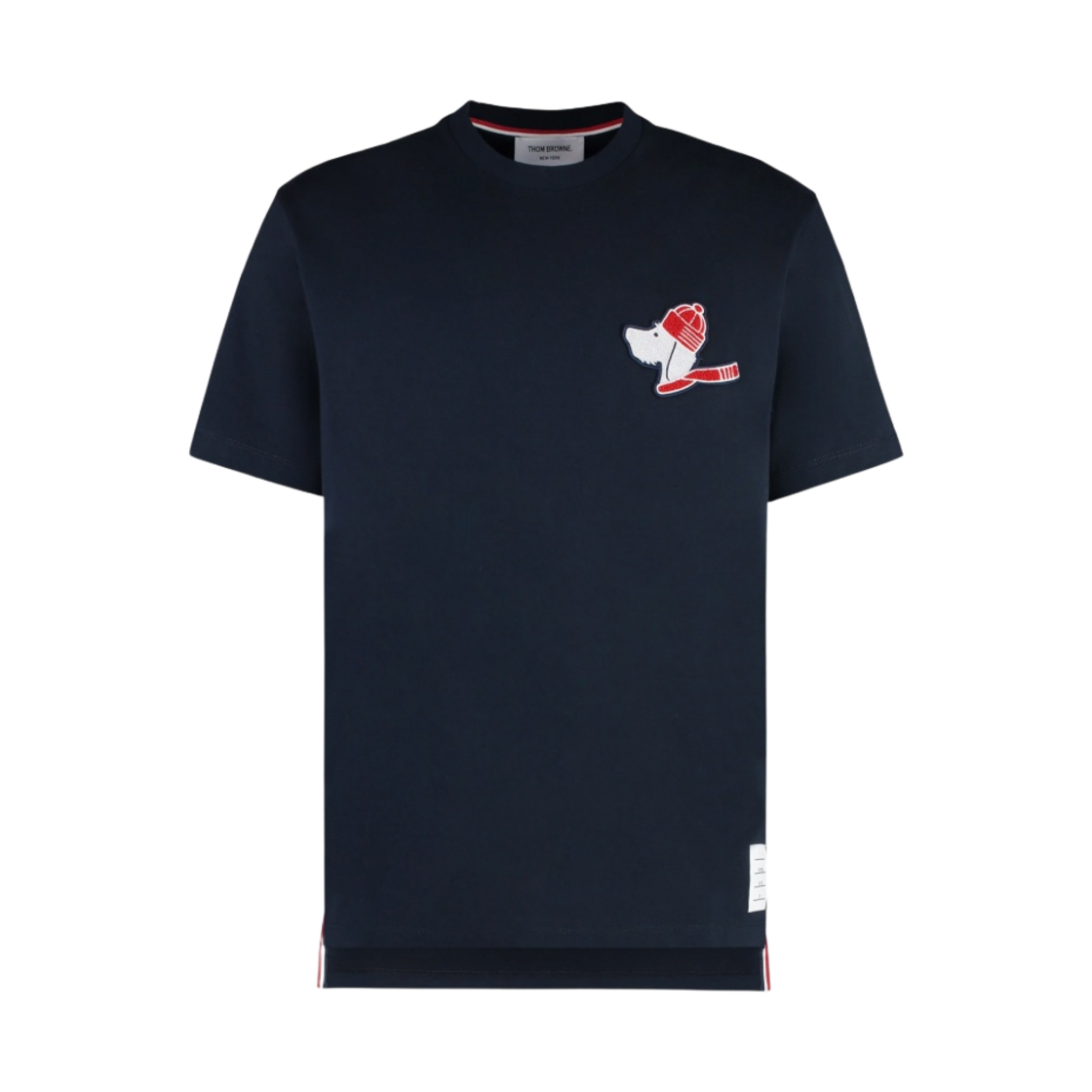 MJS238E-J0058-415 Thom Browne Festive Jersey Short Sleeve Hector T-Shirt Navy